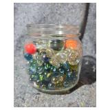 Mixed Glass Marble Collection in Mason Jar
