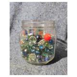 Mixed Glass Marble Collection in Mason Jar