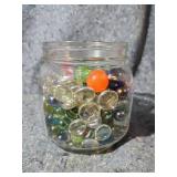 Mixed Glass Marble Collection in Mason Jar