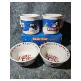 Chilly Willy Cocoa Mugs Set and Bowls - Great Shape