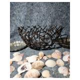 Decorative Metal Bowl Set with Seashells