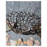 Decorative Metal Bowl Set with Seashells