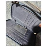 Navy Blue Leather Multi-Compartment Shoulder Bag