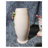 Italian Ceramic Floral Vase with Applied Roses - One Has Broken Oiece - See Pics