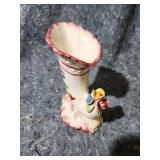 Italian Ceramic Floral Vase with Applied Roses - One Has Broken Oiece - See Pics