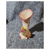 Italian Ceramic Floral Vase with Applied Roses - One Has Broken Oiece - See Pics