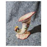 Italian Ceramic Floral Vase with Applied Roses - One Has Broken Oiece - See Pics