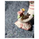 Italian Ceramic Floral Vase with Applied Roses - One Has Broken Oiece - See Pics