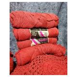 Red Cotton Crochet Yarn Bundle with Lace Sample - Total of 5 Completed Pieces