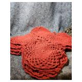 Red Cotton Crochet Yarn Bundle with Lace Sample - Total of 5 Completed Pieces