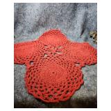 Red Cotton Crochet Yarn Bundle with Lace Sample - Total of 5 Completed Pieces
