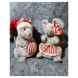 Ty Beanie Babies Christmas Mouse Pair