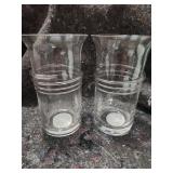 Pair of Hallmark Signature Clear Glass Candle Holders od Use as Vases.  About 10 Inches Tall