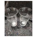 Pair of Hallmark Signature Clear Glass Candle Holders od Use as Vases.  About 10 Inches Tall