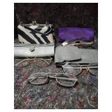 Eyeglass Collection with Cases and Zebra Print Purse