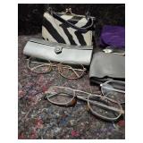 Eyeglass Collection with Cases and Zebra Print Purse