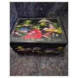 Japanese Lacquered Musical Jewelry Box with Mount Fuji Scene