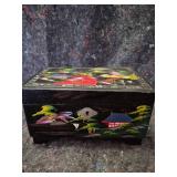 Japanese Lacquered Musical Jewelry Box with Mount Fuji Scene