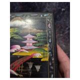 Japanese Lacquered Musical Jewelry Box with Mount Fuji Scene