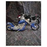 Diecast Motorcycle Models - Blue Pirate and Black Sport Bike Set