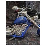 Diecast Motorcycle Models - Blue Pirate and Black Sport Bike Set