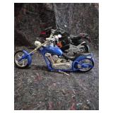 Diecast Motorcycle Models - Blue Pirate and Black Sport Bike Set