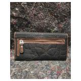 Fossil Quilted Wallet with Brown Leather Trim