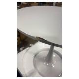31.5\" Round Dining Table Modern White Tulip Table Leisure Coffee Table with Load-Bearing Capacity of 165 (partial damage on top) - Retail: $0