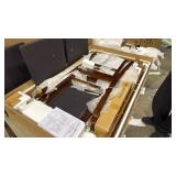 Tangkula Farmhouse Dining Table Set for 4, Solid Wood Dining Set w/Rubber Wood Legs, Upholstered Seat & Padded Backrest, Modern Dining Table and Chairs Set for Kitchen, Dining Room (Reddish Brown) - R