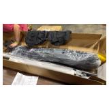 10 ft. Solar LED Cantilever Patio Umbrella in Gray with 96 Lights and Base - Retail: $0