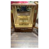 Wooden Display Cabinet with Paw Print Glass Design