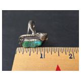 Native American Handcrafted Sterling Silver Turquoise Ring, 11.19gm, Size 8.5