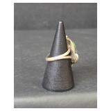 Native American Handcrafted Sterling Silver Turquoise Leaf Design Ring, Stamped RBK, Size 7, 6.14gm