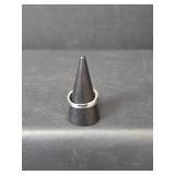 10K White Gold Black and White Sapphire Halo Ring, Stamped 10KT,  Size 9, 5.35gm