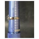 10K White Gold Black and White Sapphire Halo Ring, Stamped 10KT,  Size 9, 5.35gm