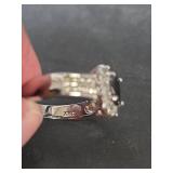 10K White Gold Black and White Sapphire Halo Ring, Stamped 10KT,  Size 9, 5.35gm