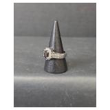 10KT White Gold Ring with Black and White Sapphires, Stamped 10KT, Size 8.25, 5.05gm