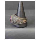 US ARMY Retired Vietnam Ring with Pink Stone, Stamped GRR and 510342475, Size 12.5