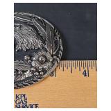 Handcrafted Native American Turquoise & Coral Belt Buckle USA