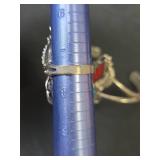 Native American Style Crushed Turquoise and Coral Slave Bracelet