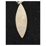 Alpaca Sterling Silver Turquoise and Shell Inlay Pendant Necklace 7.14gm