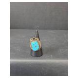 Sterling Silver Turquoise Ring 9.05gm (stone is cracked) Size 6.75