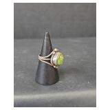 Native American Green Turquoise Sterling Silver Ring, Stamped Cortez H, Size 4.75, 4.93gm