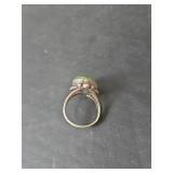 Native American Green Turquoise Sterling Silver Ring, Stamped Cortez H, Size 4.75, 4.93gm