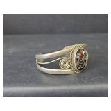 Mexican Alpaca Silver Abalone Cuff Bracelet, 22.35gm