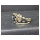 Mexican Alpaca Silver Abalone Cuff Bracelet, 22.35gm