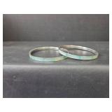Turquoise Abalone Inlay Silver Bangles Set, Non-Magnetic