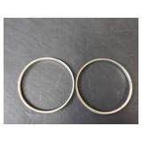 Turquoise Abalone Inlay Silver Bangles Set, Non-Magnetic