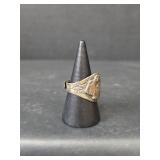 Hand Stamped Sterling Silver Adjustable Band Ring, 7.44gm, Stamped - Sold by S Davis Manitou Colo.