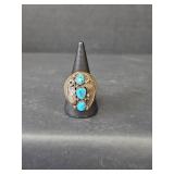 Sterling Silver Turquoise Ring, Size 9.75, 21.11gm